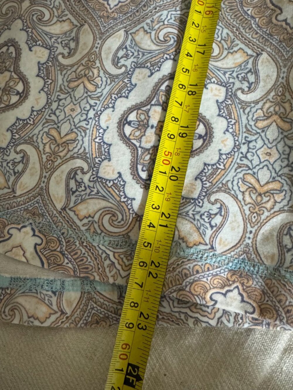 Talbots Paisley Top Baby Blue Cream and Brown Womens Small Boho Print Zip Collar - Picture 6 of 7